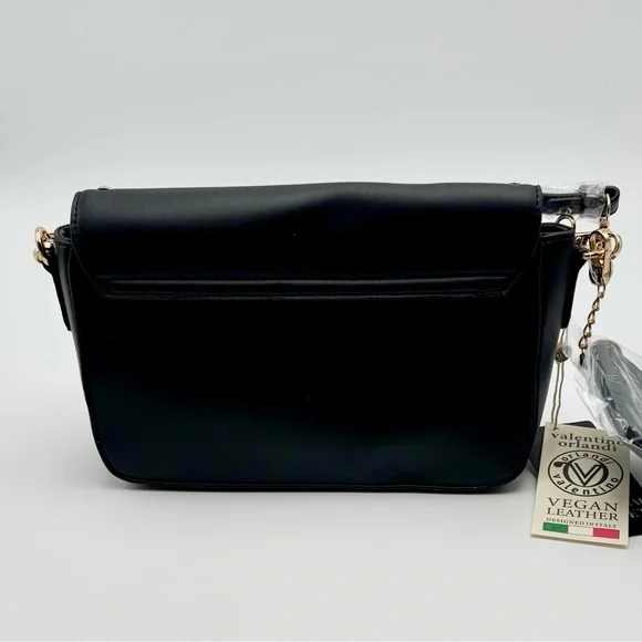VALENTINO ORLANDI Black Studded Vegan Leather 2-way Hand & Shoulder Bag w Wallet - Picture 2 of 8